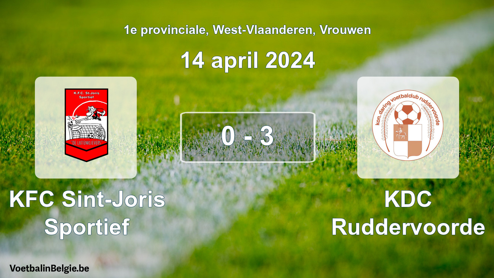Gespeelde wedstrijd vrouwenvoetbal: KFC Sint-Joris Sportief - KDC Ruddervoorde 0 - 3 (14 april 2024)