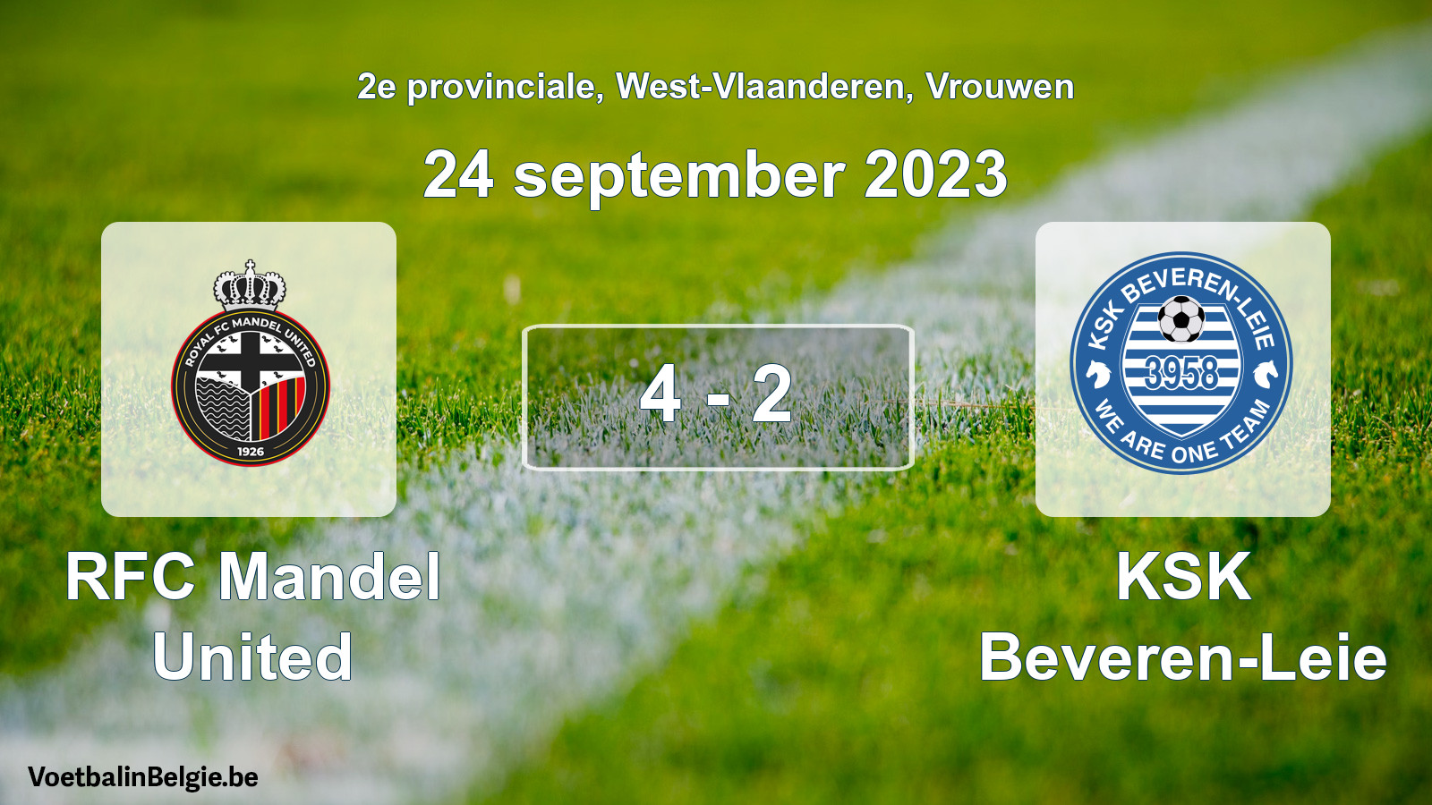 Gespeelde wedstrijd vrouwenvoetbal: RFC Mandel United - KSK Beveren-Leie 4 - 2 (24 september 2023)