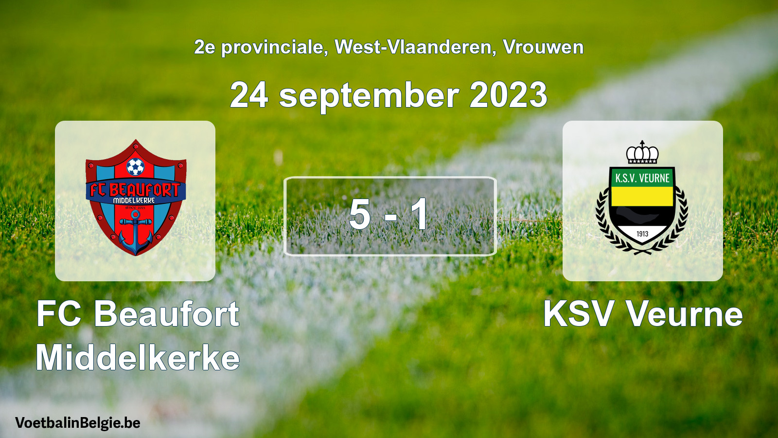 Gespeelde wedstrijd vrouwenvoetbal: FC Beaufort Middelkerke - KSV Veurne 5 - 1 (24 september 2023)