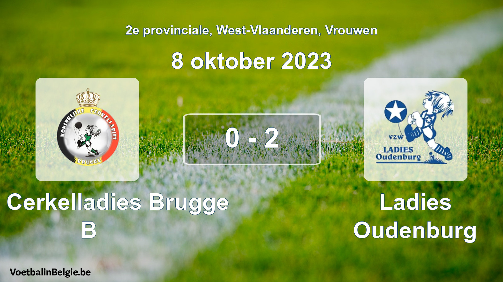 Gespeelde wedstrijd vrouwenvoetbal: Kon. Cerkelladies Brugge B - Ladies Oudenburg 0 - 2 (8 oktober 2023)