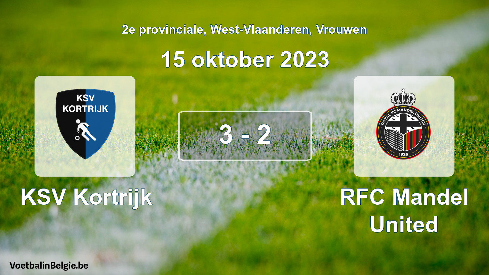Gespeelde wedstrijd vrouwenvoetbal: KSV Kortrijk - RFC Mandel United 3 - 2 (15 oktober 2023)