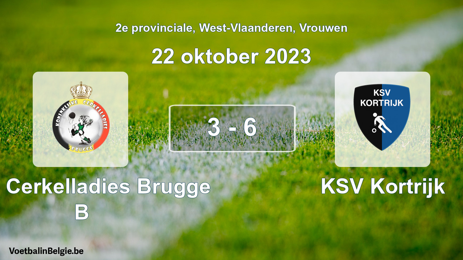 Gespeelde wedstrijd vrouwenvoetbal: Kon. Cerkelladies Brugge B - KSV Kortrijk 3 - 6 (22 oktober 2023)