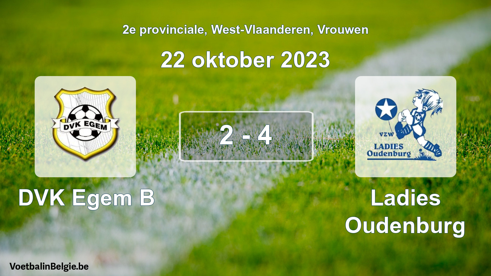 Gespeelde wedstrijd vrouwenvoetbal: DVK Egem B - Ladies Oudenburg 2 - 4 (22 oktober 2023)