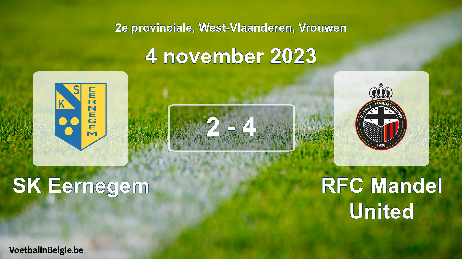 Played match women football: SK Eernegem - RFC Mandel United 2 - 4 (4 November 2023)