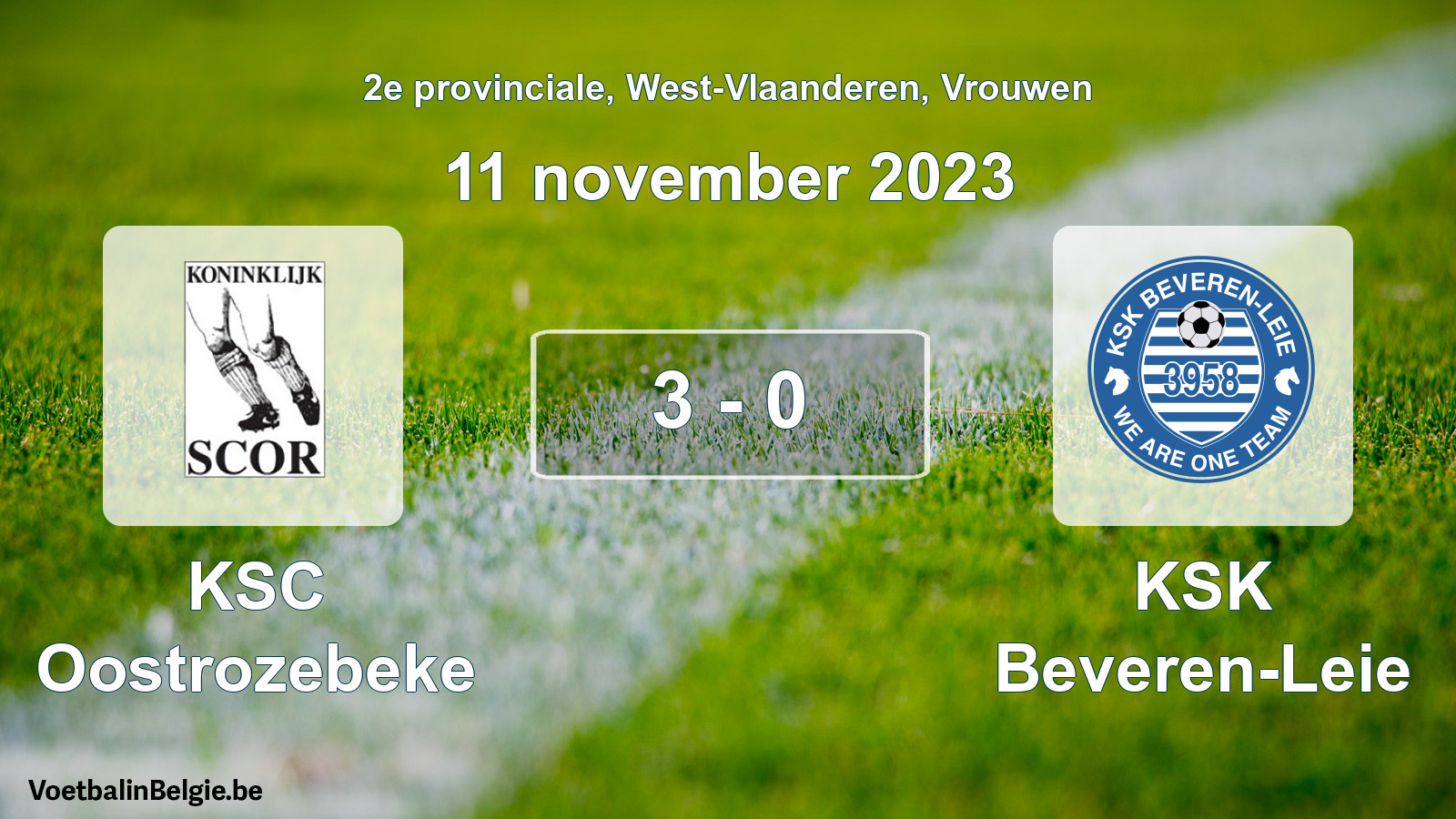 Gespeelde wedstrijd vrouwenvoetbal: KSC Oostrozebeke - KSK Beveren-Leie 3 - 0 (11 november 2023)