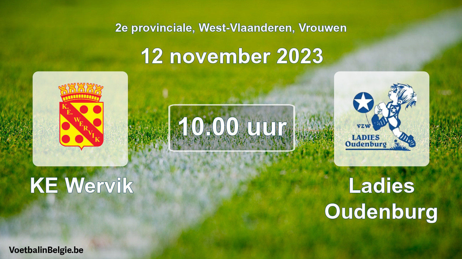 Geplande wedstrijd vrouwenvoetbal: KE Wervik - Ladies Oudenburg (12 november 2023)