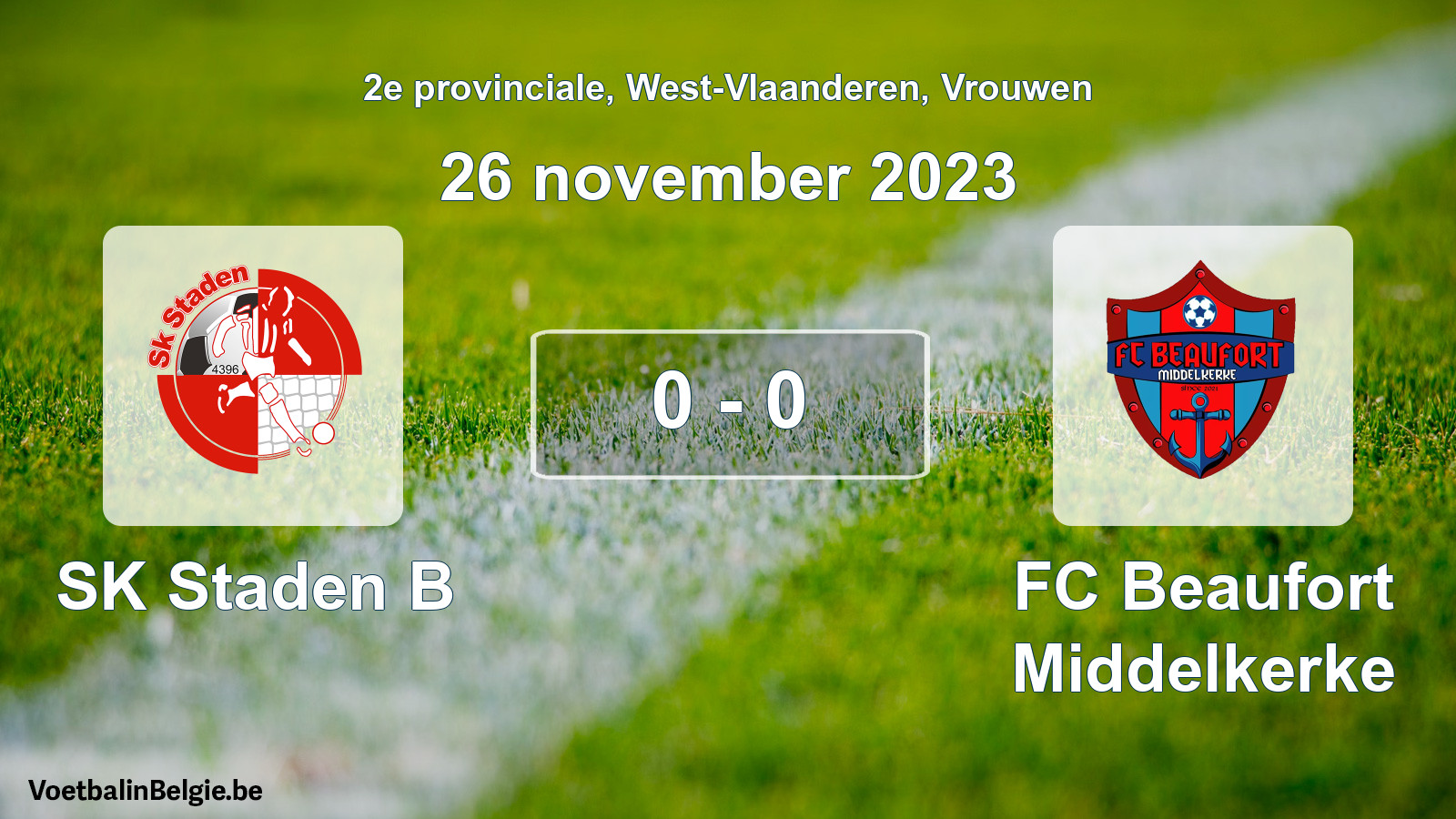Gespeelde wedstrijd vrouwenvoetbal: SK Staden B - FC Beaufort Middelkerke 0 - 0 (26 november 2023)