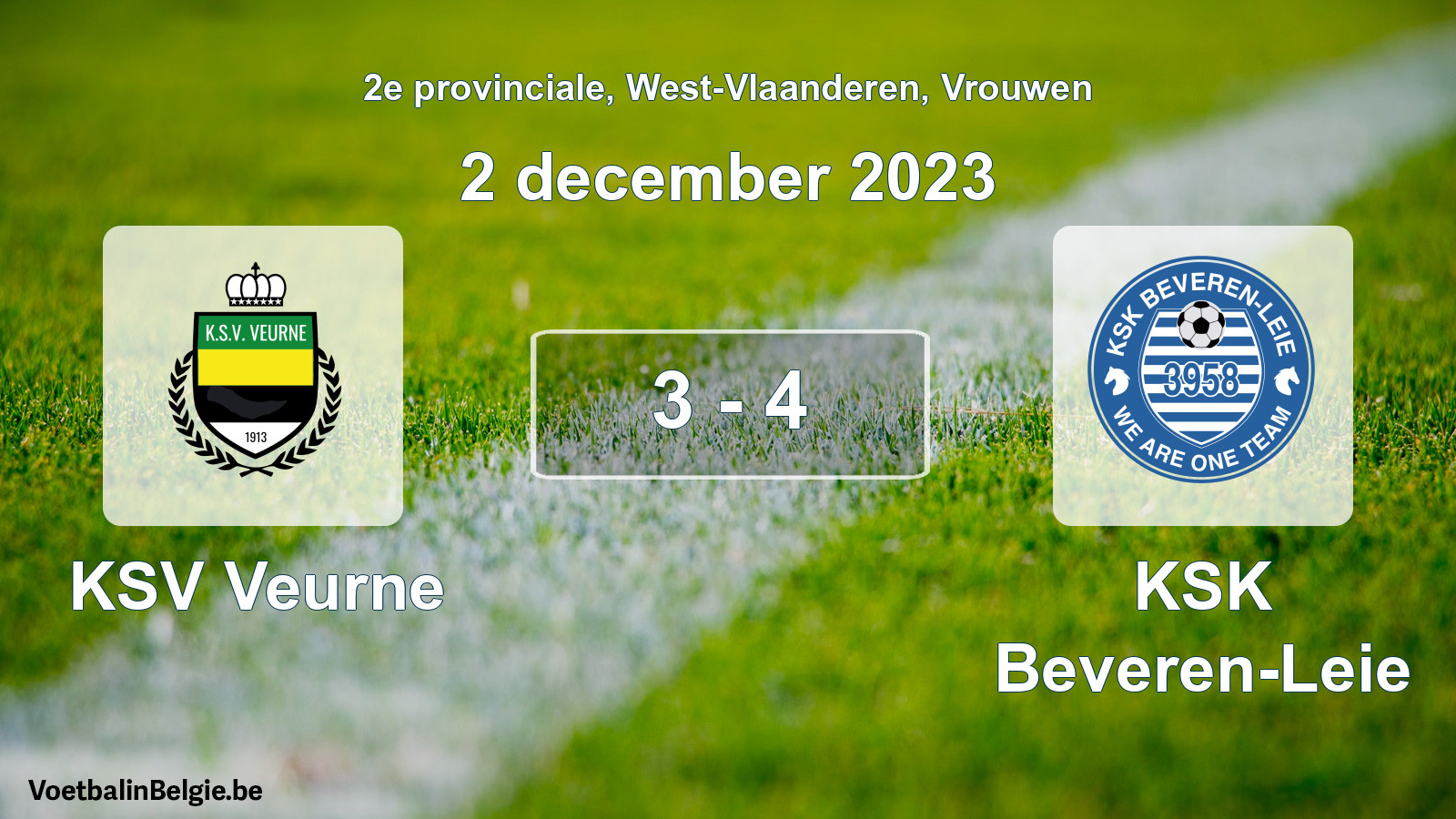 Gespeelde wedstrijd vrouwenvoetbal: KSV Veurne - KSK Beveren-Leie 3 - 4 (2 december 2023)