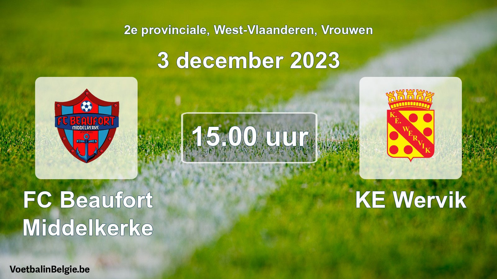 Geplantes Spiel frauen-Fußball: FC Beaufort Middelkerke - KE Wervik (3 Dezember 2023)