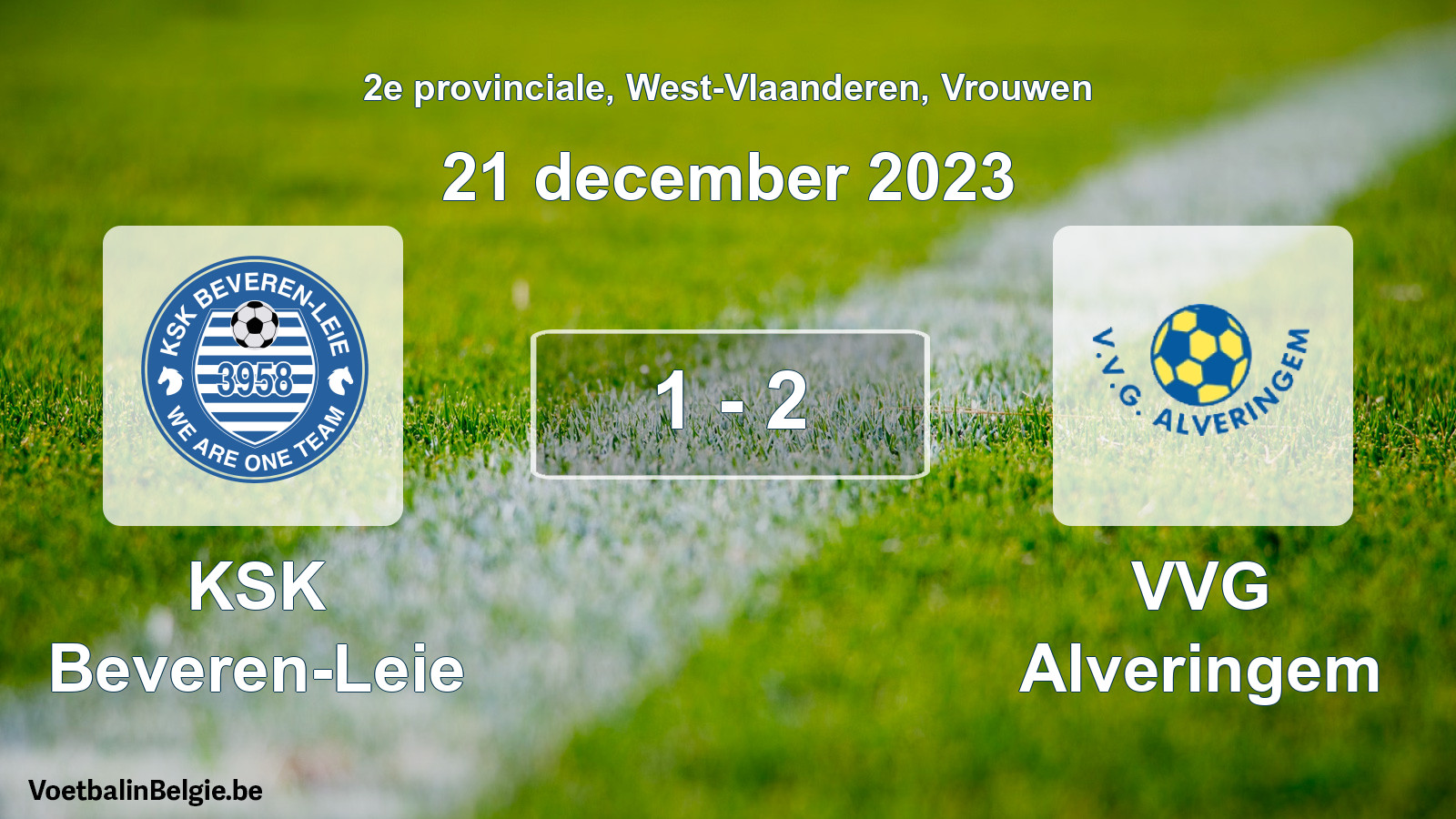 Gespeelde wedstrijd vrouwenvoetbal: KSK Beveren-Leie - VVG Alveringem 1 - 2 (21 december 2023)