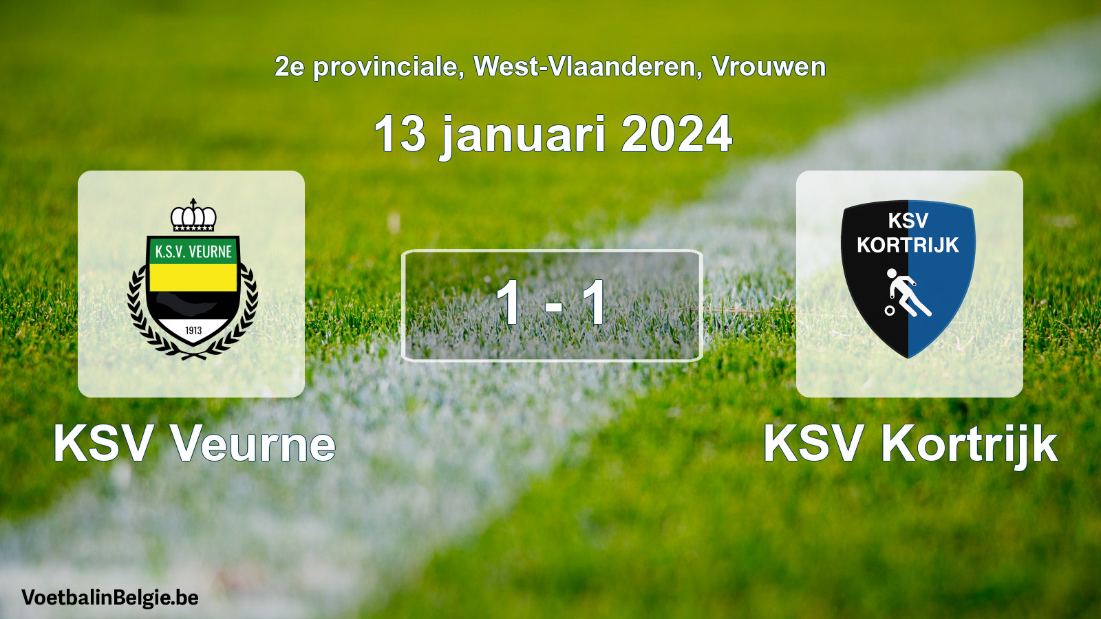 Gespeelde wedstrijd vrouwenvoetbal: KSV Veurne - KSV Kortrijk 1 - 1 (13 januari 2024)