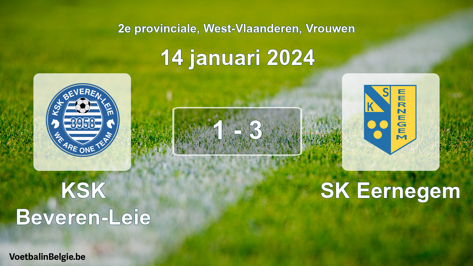Gespeelde wedstrijd vrouwenvoetbal: KSK Beveren-Leie - SK Eernegem 1 - 3 (14 januari 2024)