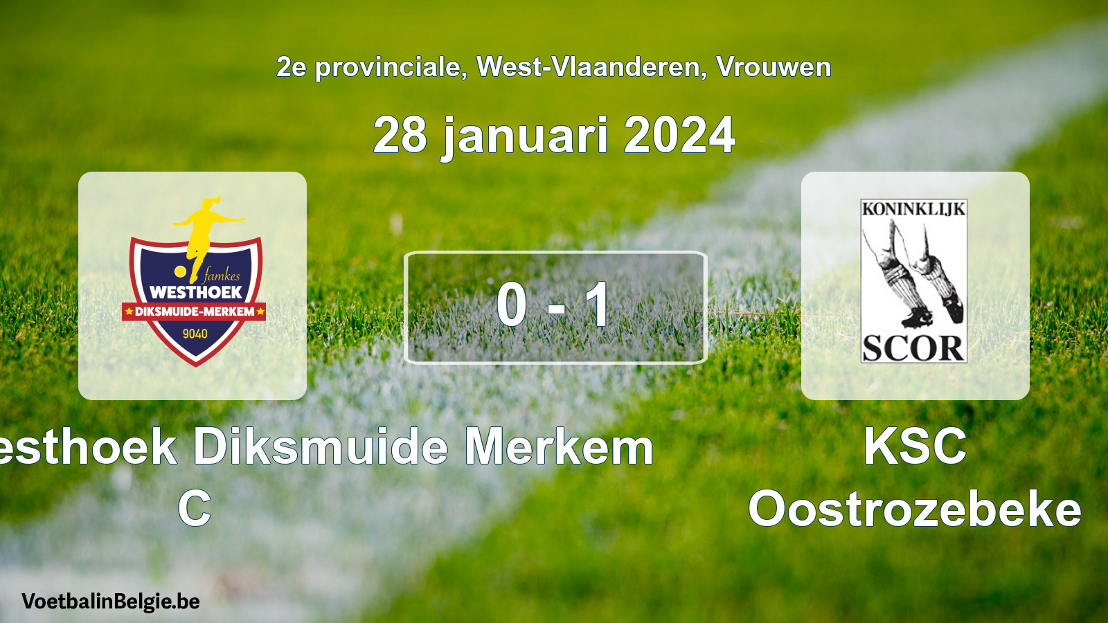 Gespeelde wedstrijd vrouwenvoetbal: Famkes Westhoek Diksmuide Merkem C - KSC Oostrozebeke 0 - 1 (28 januari 2024)