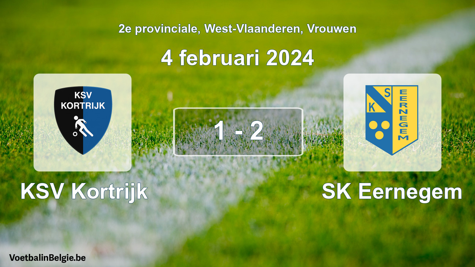 Gespeelde wedstrijd vrouwenvoetbal: KSV Kortrijk - SK Eernegem 1 - 2 (4 februari 2024)