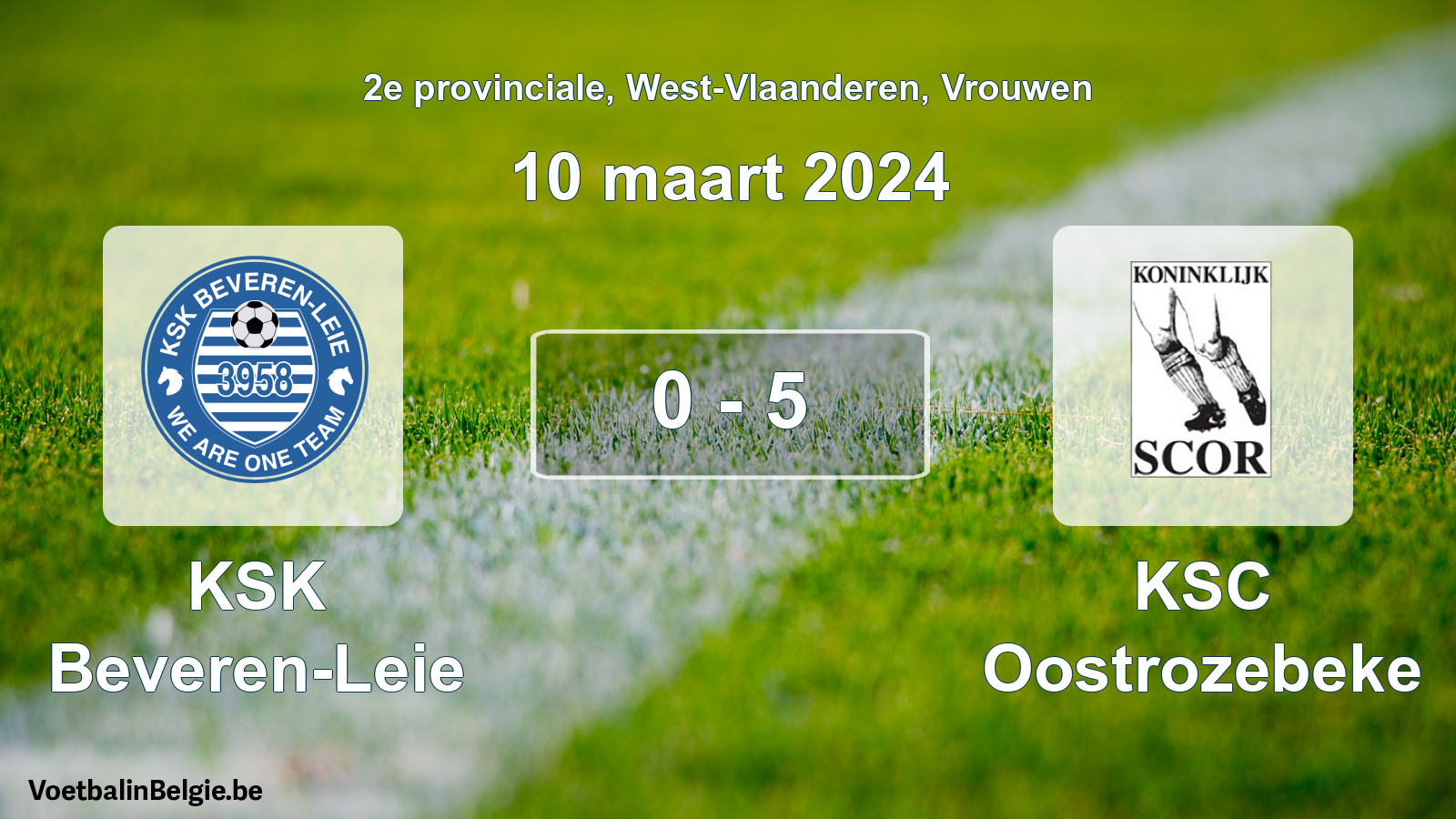 Gespeelde wedstrijd vrouwenvoetbal: KSK Beveren-Leie - KSC Oostrozebeke 0 - 5 (10 maart 2024)