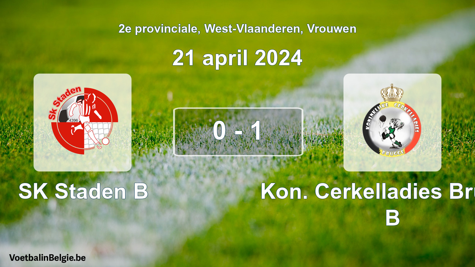 Gespeelde wedstrijd vrouwenvoetbal: SK Staden B - Kon. Cerkelladies Brugge B 0 - 1 (21 april 2024)