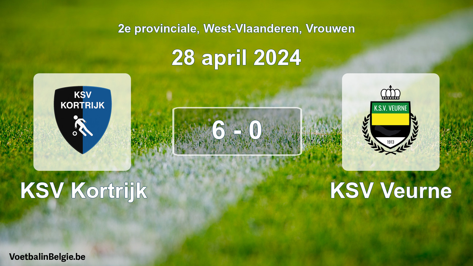 Gespeelde wedstrijd vrouwenvoetbal: KSV Kortrijk - KSV Veurne 6 - 0 (28 april 2024)