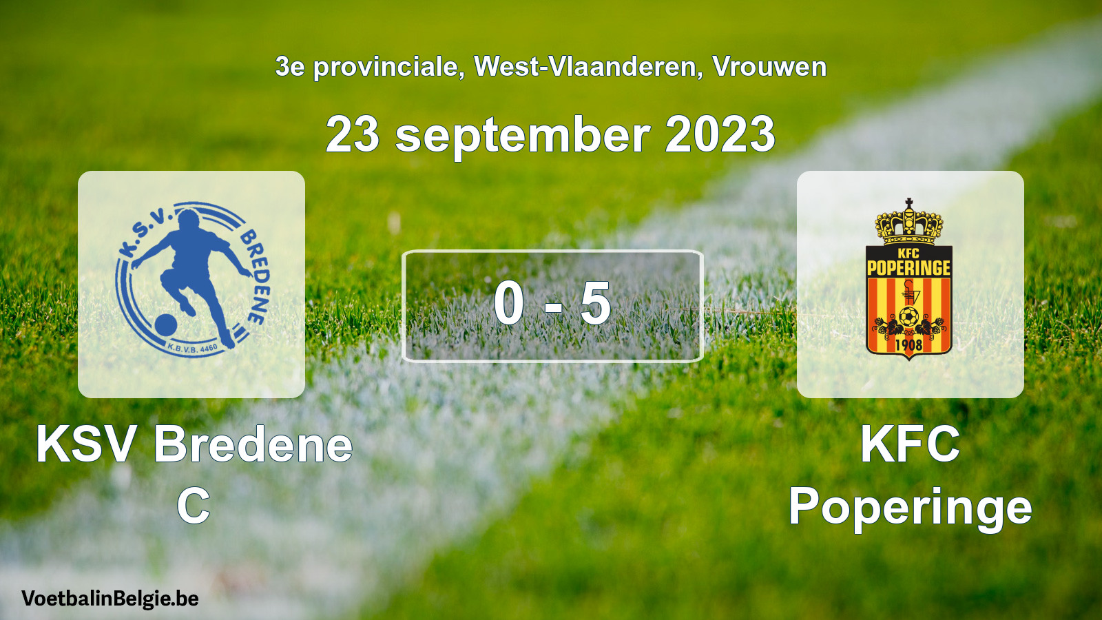 Gespeelde wedstrijd vrouwenvoetbal: KSV Bredene C - KFC Poperinge 0 - 5 (23 september 2023)