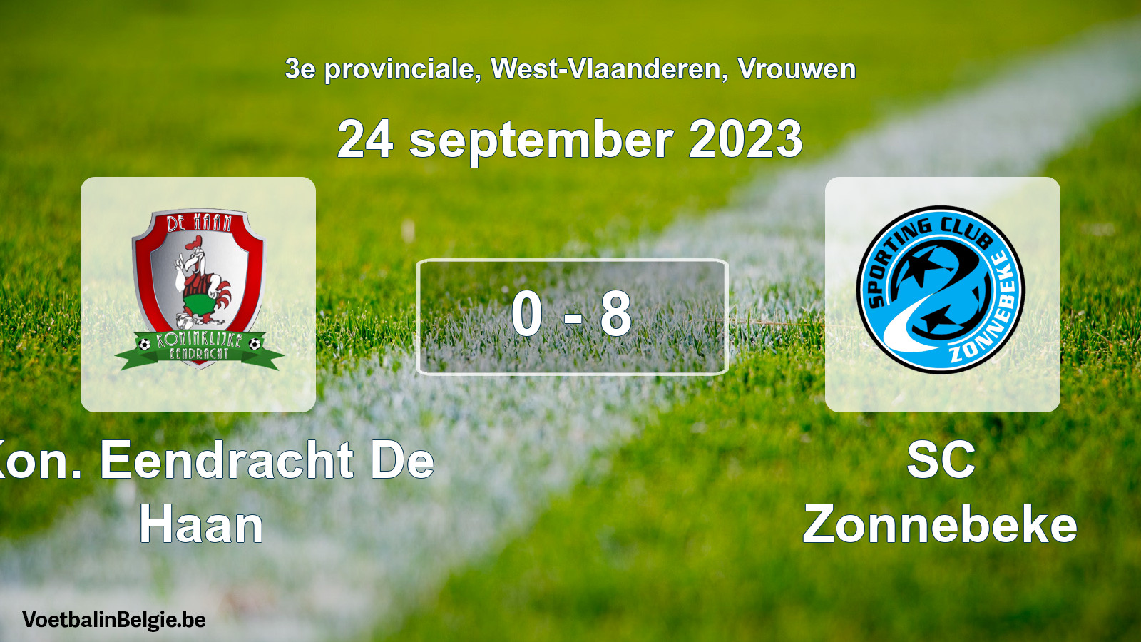 Gespeelde wedstrijd vrouwenvoetbal: Kon. Eendracht De Haan - SC Zonnebeke 0 - 8 (24 september 2023)
