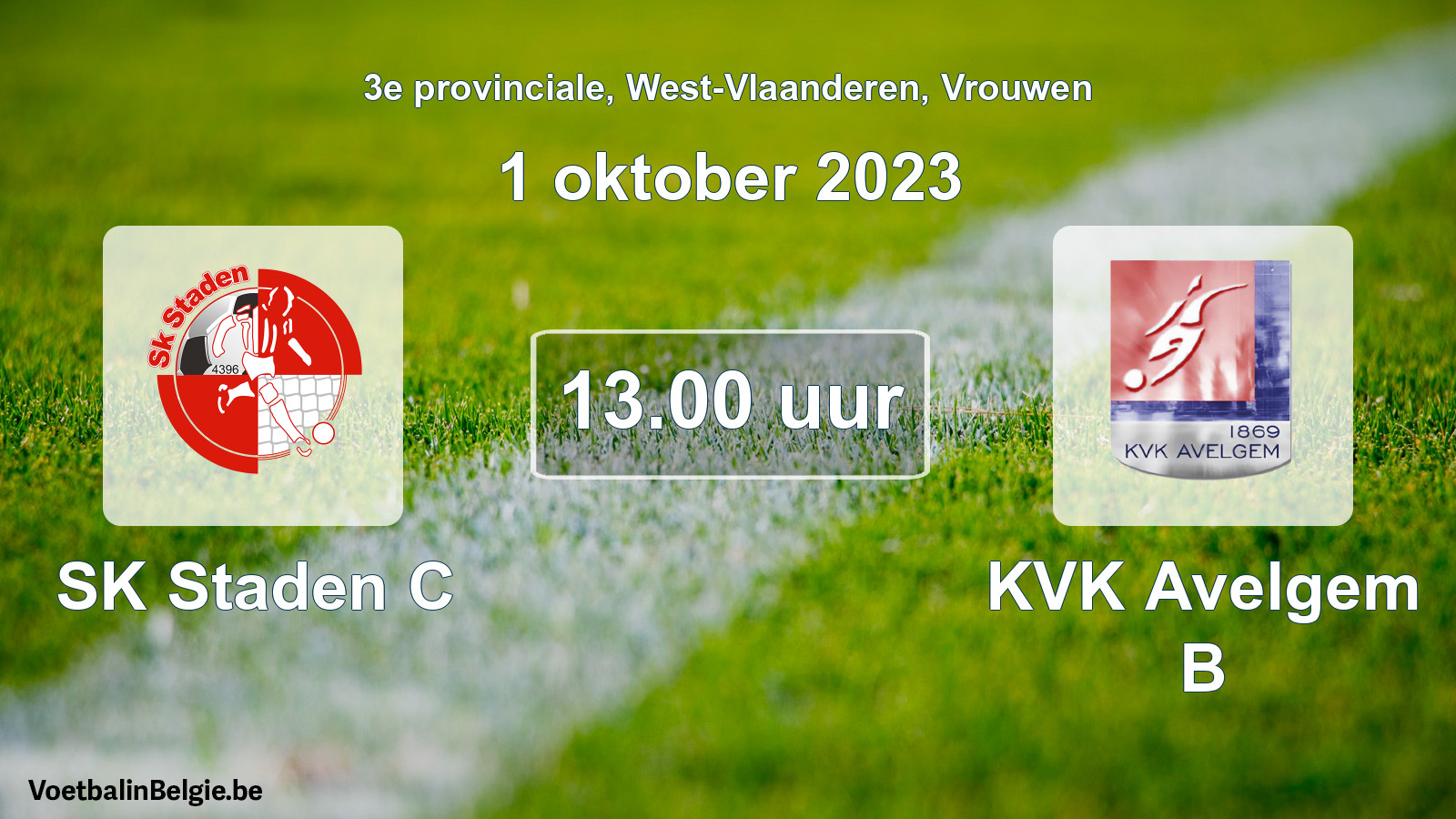 Match prévu football femmes: SK Staden C - KVK Avelgem B (1 octobre 2023)