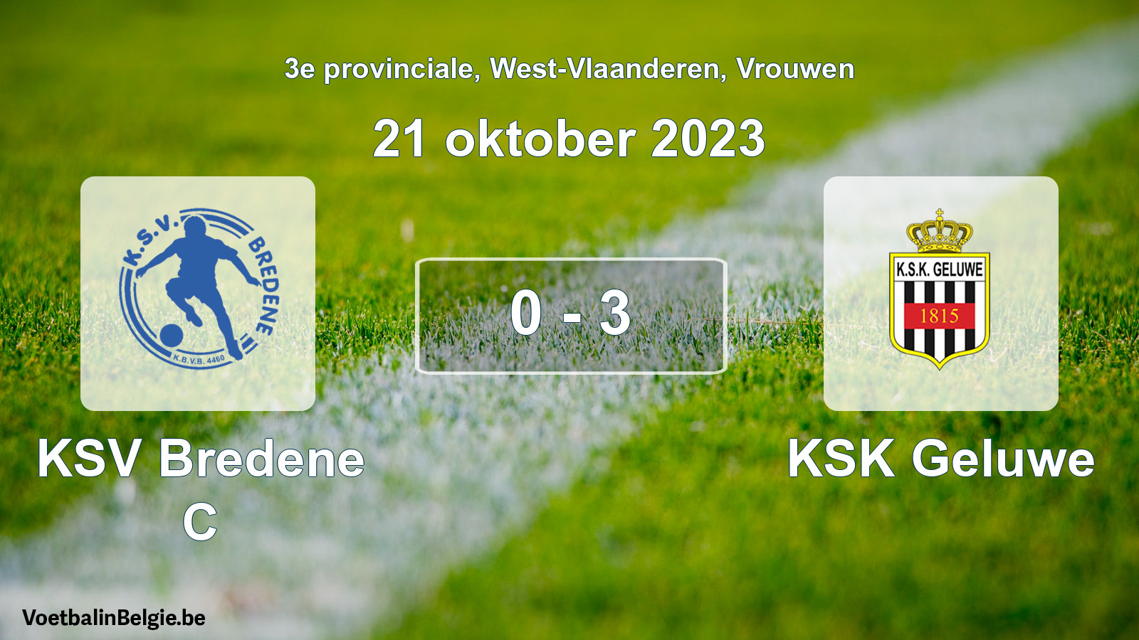 Gespeelde wedstrijd vrouwenvoetbal: KSV Bredene C - KSK Geluwe 0 - 3 (21 oktober 2023)