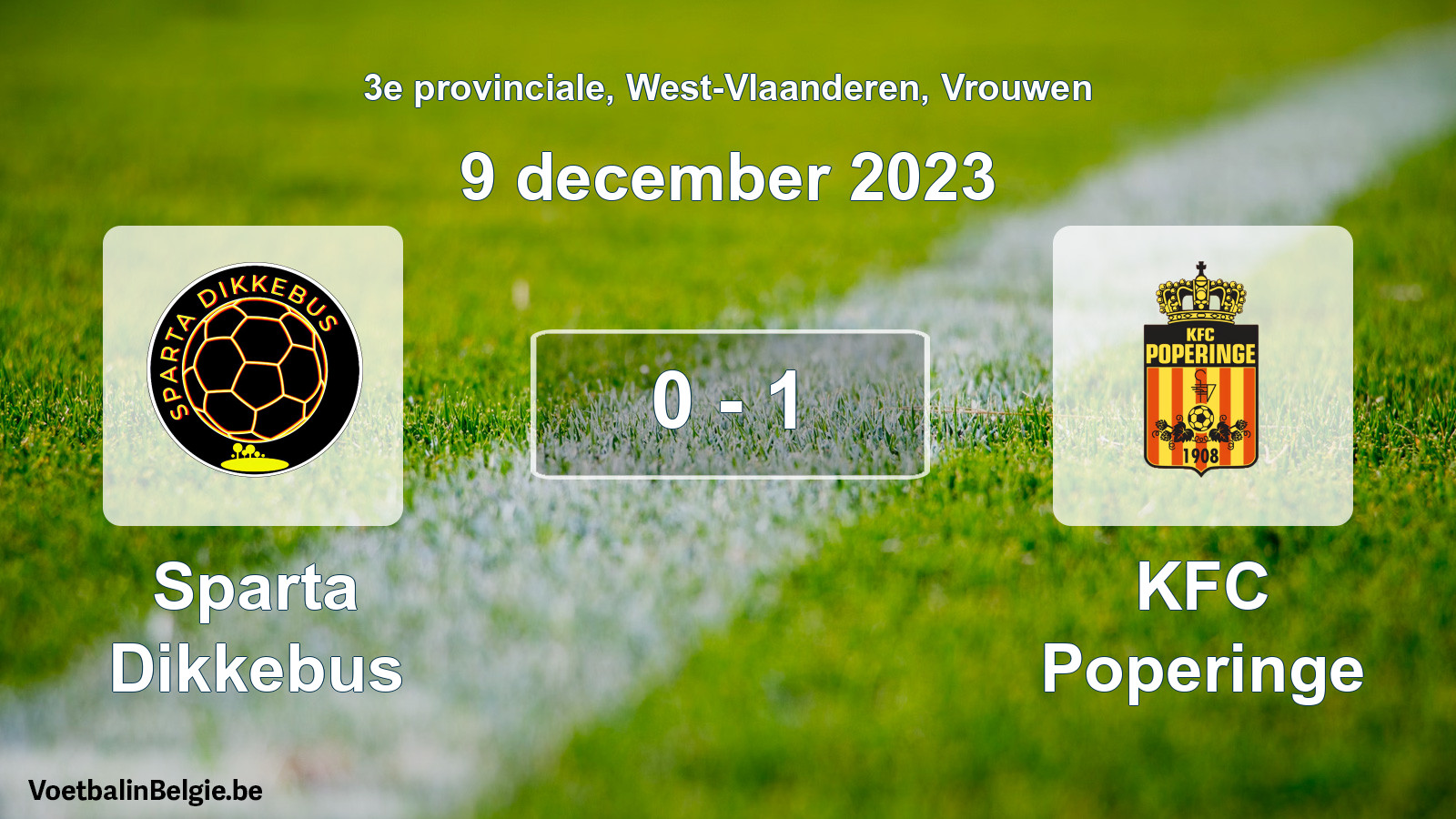 Gespeelde wedstrijd vrouwenvoetbal: Sparta Dikkebus - KFC Poperinge 0 - 1 (9 december 2023)