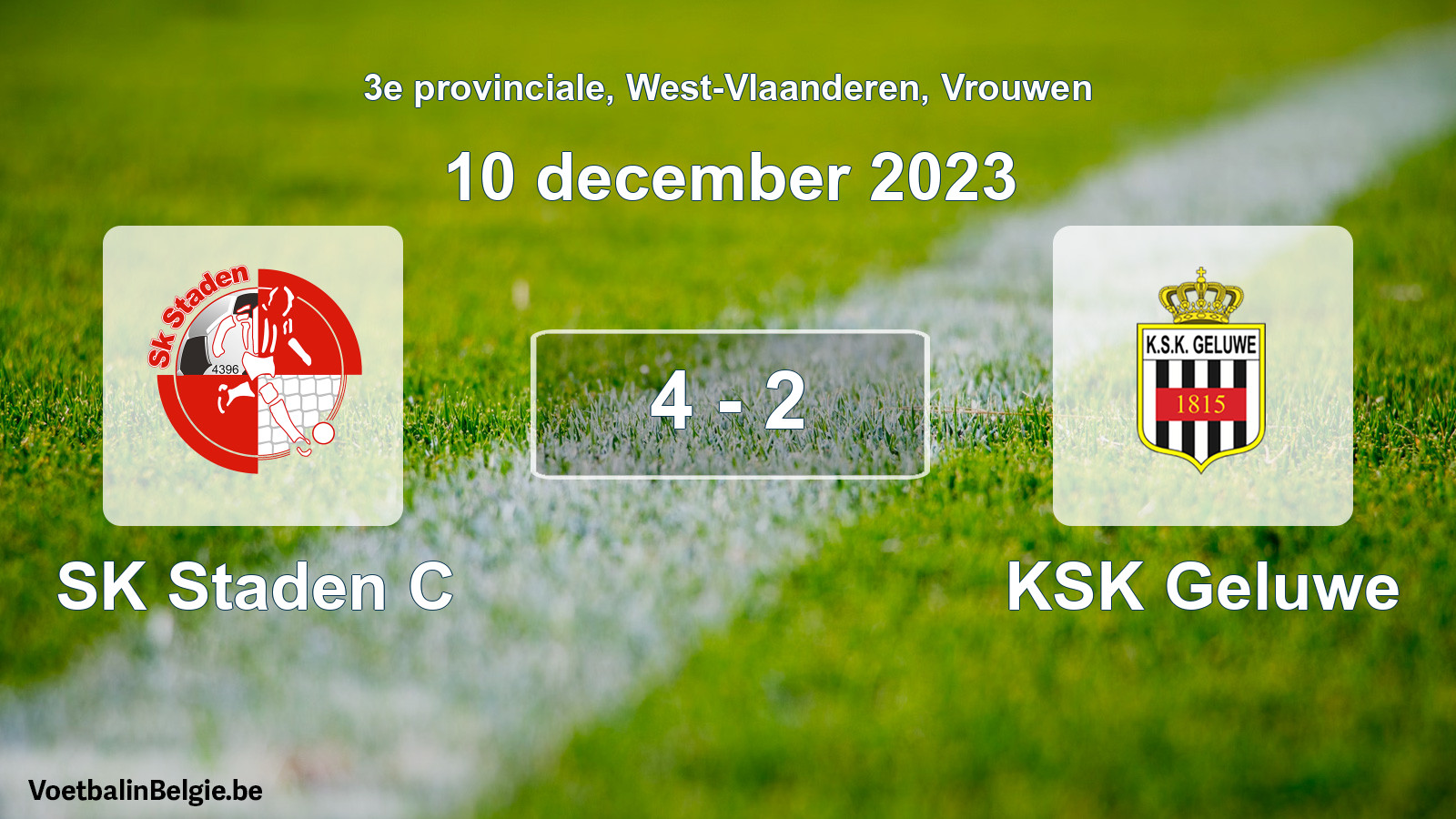 Gespeelde wedstrijd vrouwenvoetbal: SK Staden C - KSK Geluwe 4 - 2 (10 december 2023)