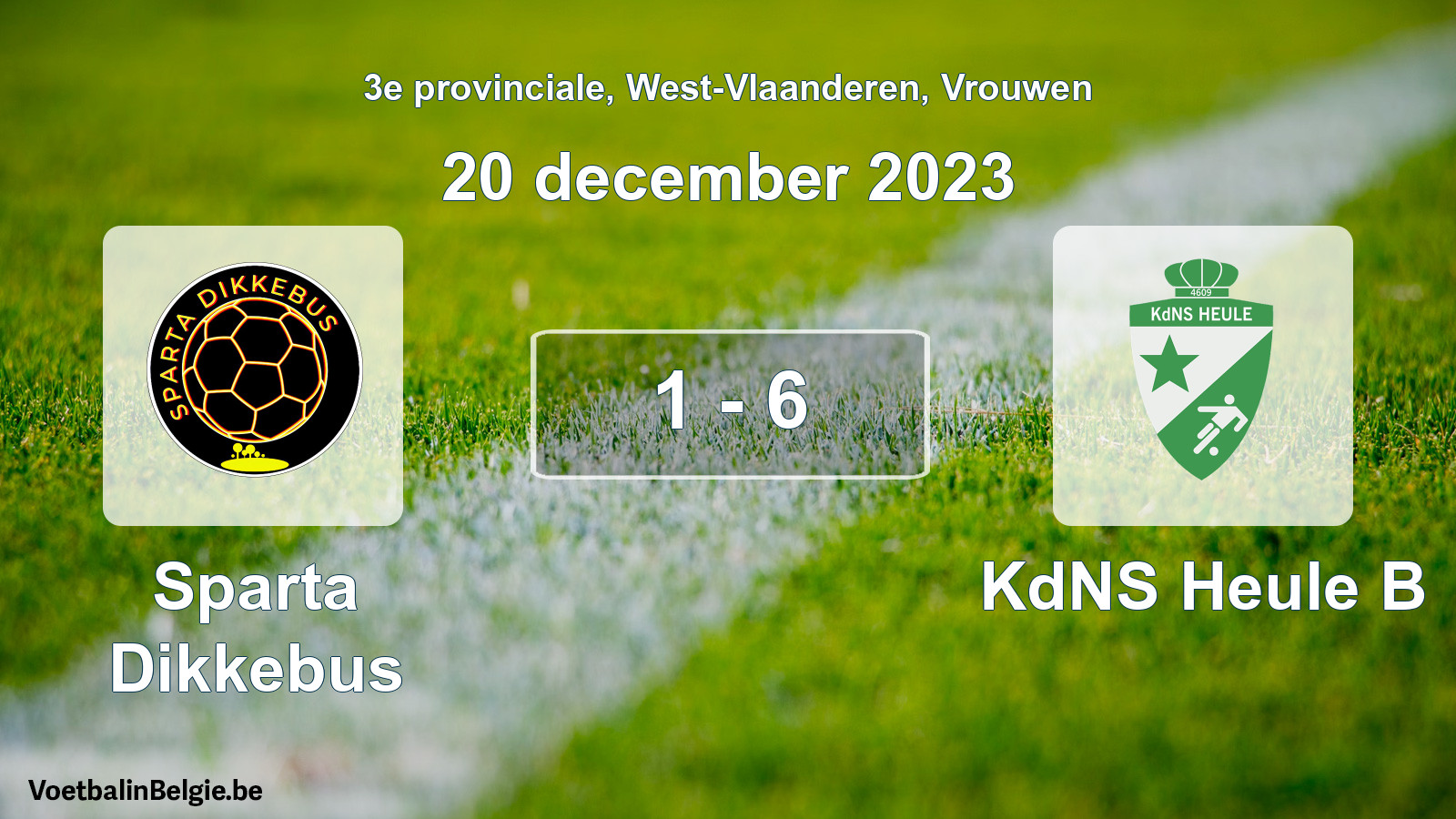 Gespeelde wedstrijd vrouwenvoetbal: Sparta Dikkebus - KdNS Heule B 1 - 6 (20 december 2023)