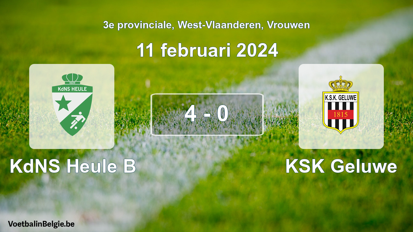 Gespeelde wedstrijd vrouwenvoetbal: KdNS Heule B - KSK Geluwe 4 - 0 (11 februari 2024)