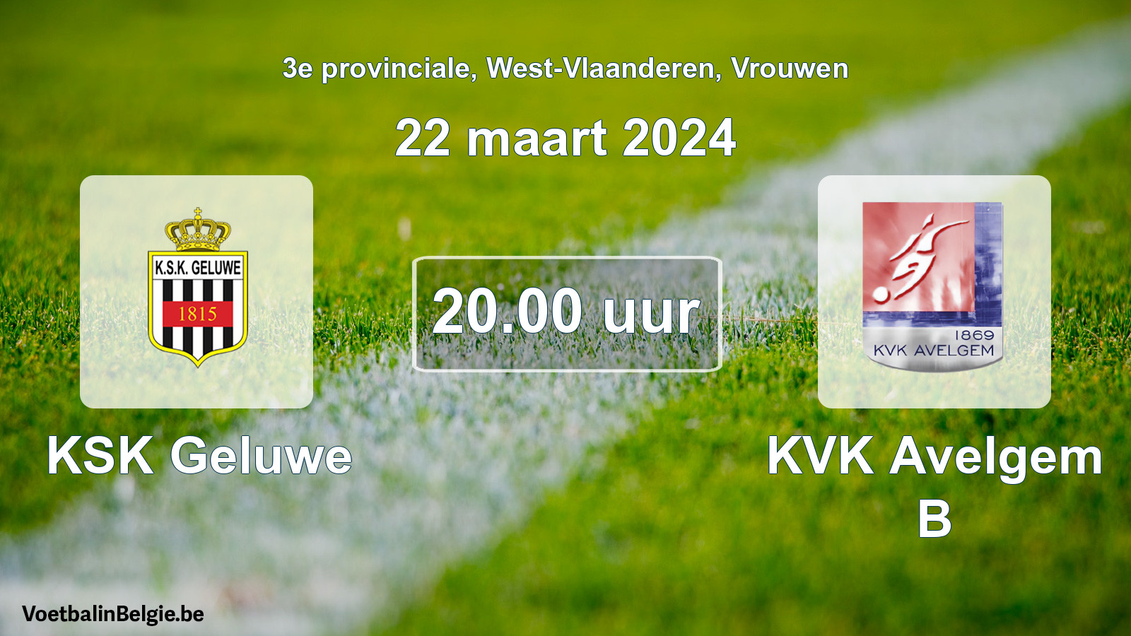 Geplande wedstrijd vrouwenvoetbal: KSK Geluwe - KVK Avelgem B (22 maart 2024)