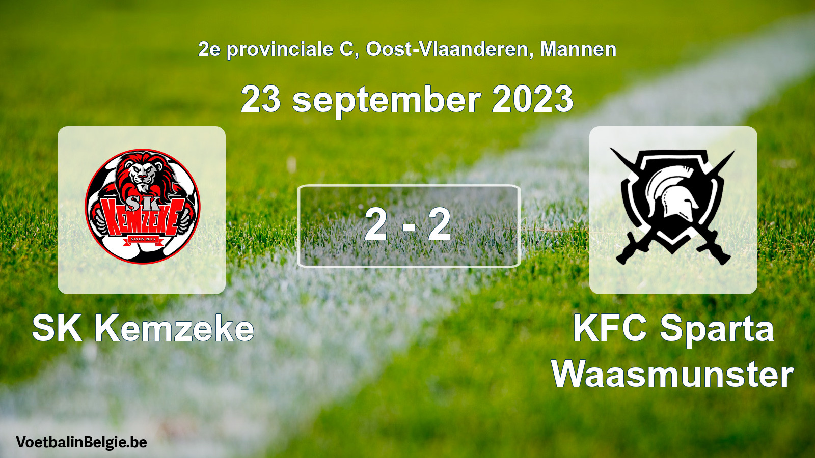 Gespeelde wedstrijd mannenvoetbal: SK Kemzeke - KFC Sparta Waasmunster 2 - 2 (23 september 2023)