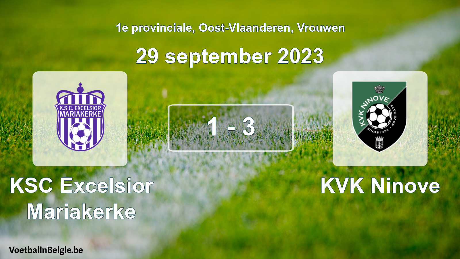 Gespeelde wedstrijd vrouwenvoetbal: KSC Excelsior Mariakerke - KVK Ninove 1 - 3 (29 september 2023)