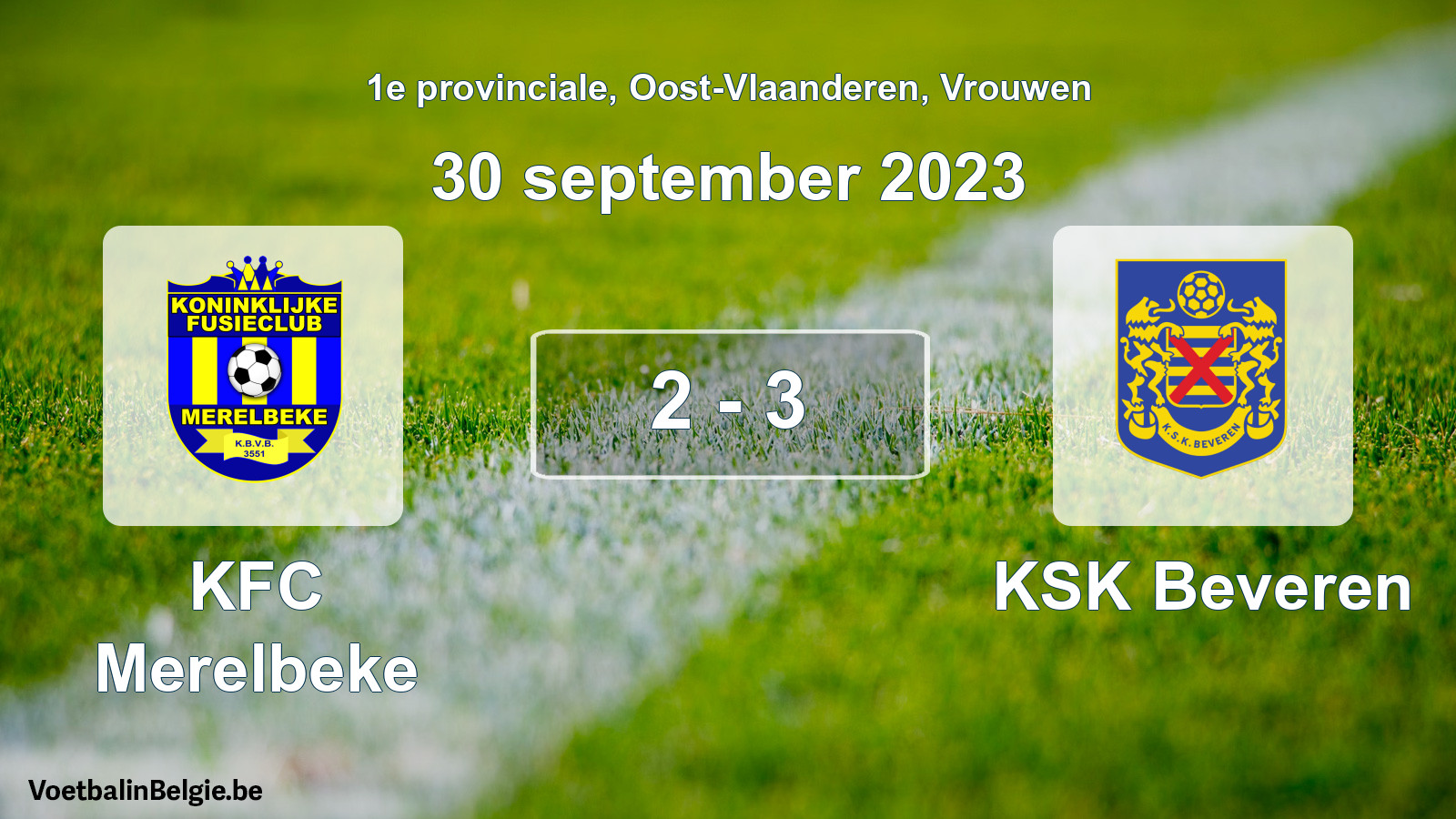 Gespeelde wedstrijd vrouwenvoetbal: KFC Merelbeke - KSK Beveren 2 - 3 (30 september 2023)