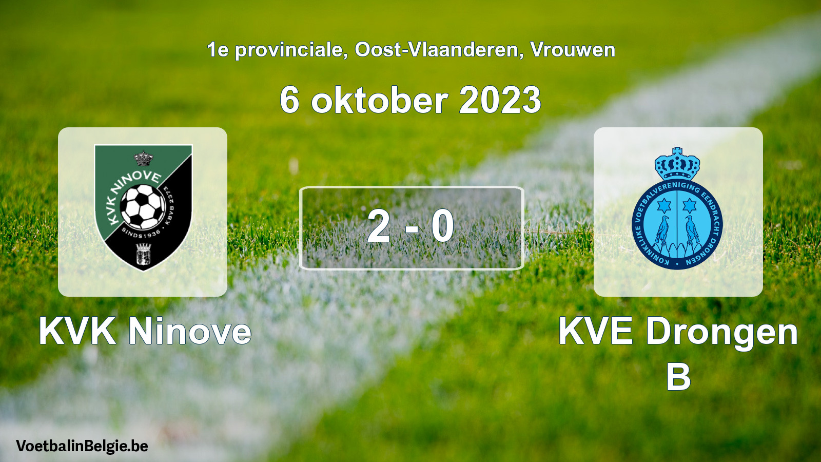 Gespeelde wedstrijd vrouwenvoetbal: KVK Ninove - KVE Drongen B 2 - 0 (6 oktober 2023)