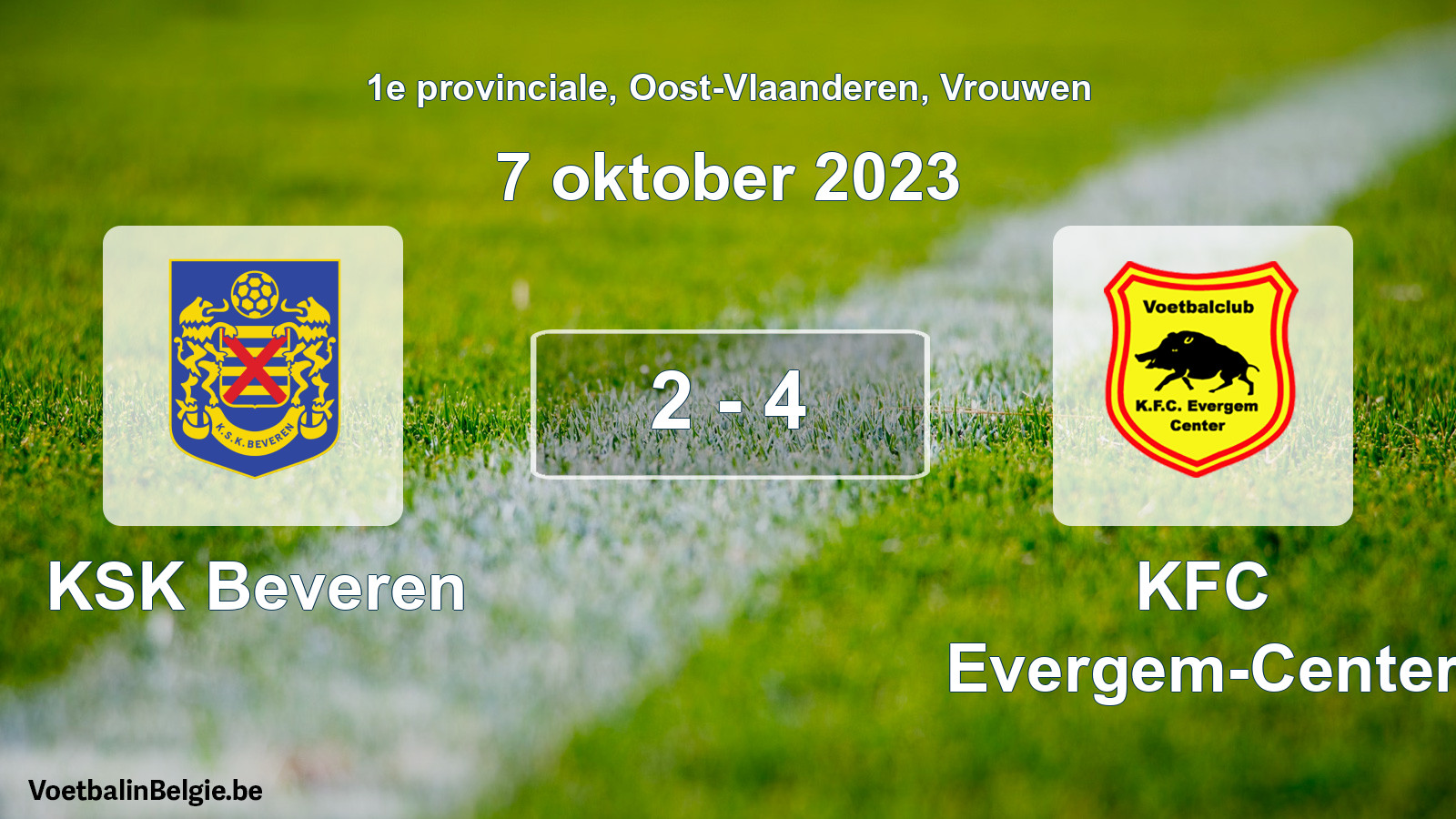 Gespeelde wedstrijd vrouwenvoetbal: KSK Beveren - KFC Evergem-Center 2 - 4 (7 oktober 2023)
