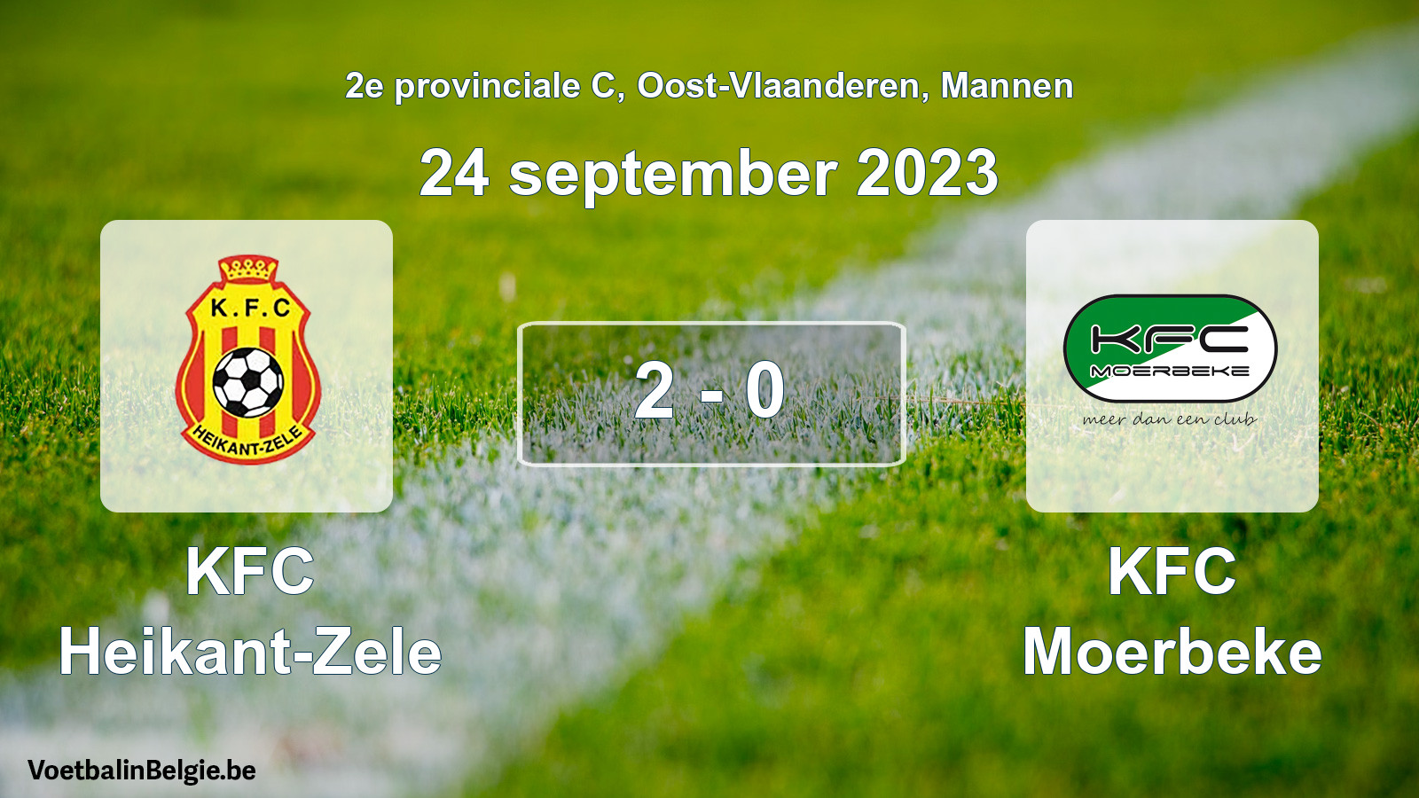 Gespeelde wedstrijd mannenvoetbal: KFC Heikant-Zele - KFC Moerbeke 2 - 0 (24 september 2023)