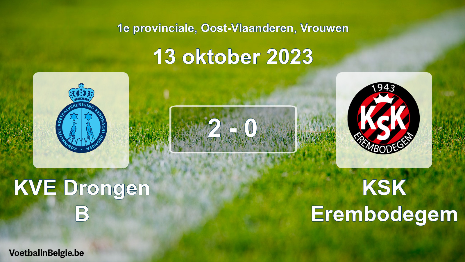 Gespeelde wedstrijd vrouwenvoetbal: KVE Drongen B - KSK Erembodegem 2 - 0 (13 oktober 2023)