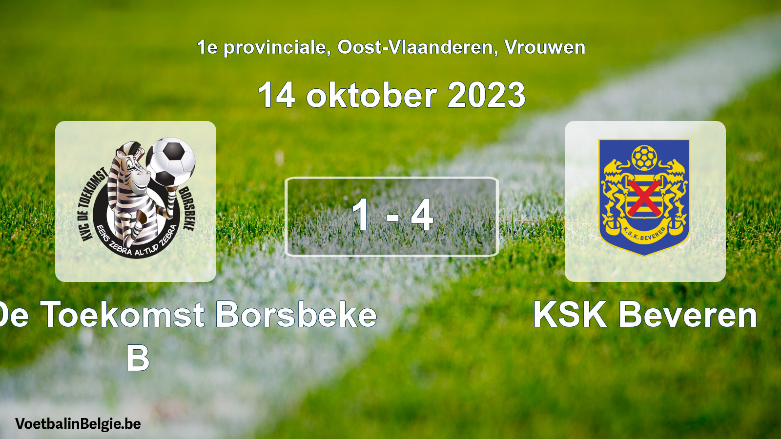 Gespeelde wedstrijd vrouwenvoetbal: KVC De Toekomst Borsbeke B - KSK Beveren 1 - 4 (14 oktober 2023)