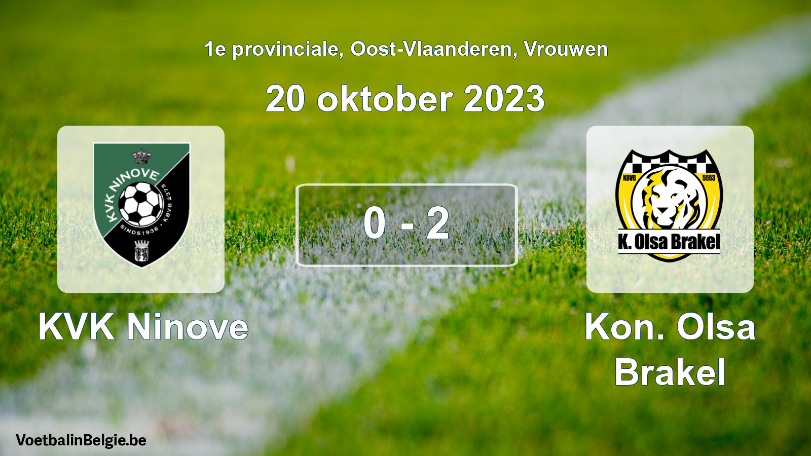 Gespeelde wedstrijd vrouwenvoetbal: KVK Ninove - Kon. Olsa Brakel 0 - 2 (20 oktober 2023)