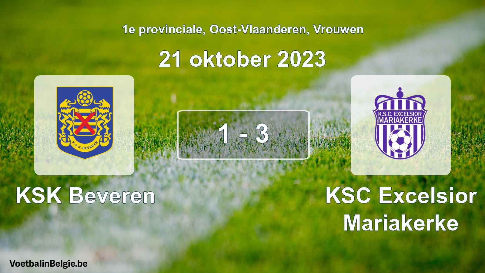 Gespeelde wedstrijd vrouwenvoetbal: KSK Beveren - KSC Excelsior Mariakerke 1 - 3 (21 oktober 2023)