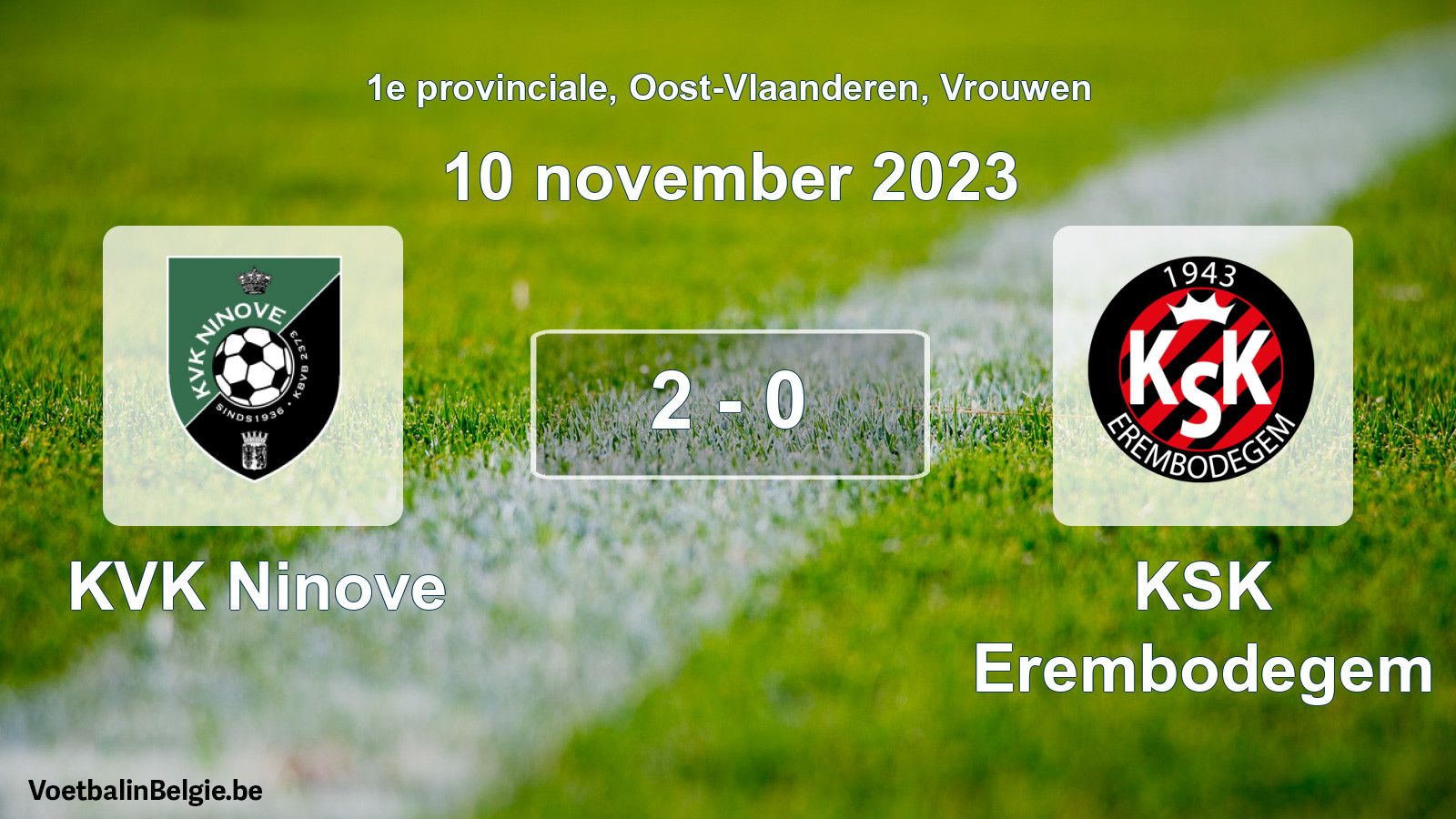 Gespeelde wedstrijd vrouwenvoetbal: KVK Ninove - KSK Erembodegem 2 - 0 (10 november 2023)