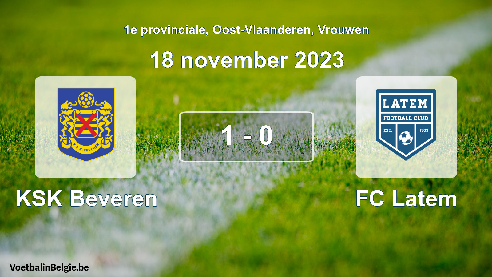 Gespeelde wedstrijd vrouwenvoetbal: KSK Beveren - FC Latem 1 - 0 (18 november 2023)