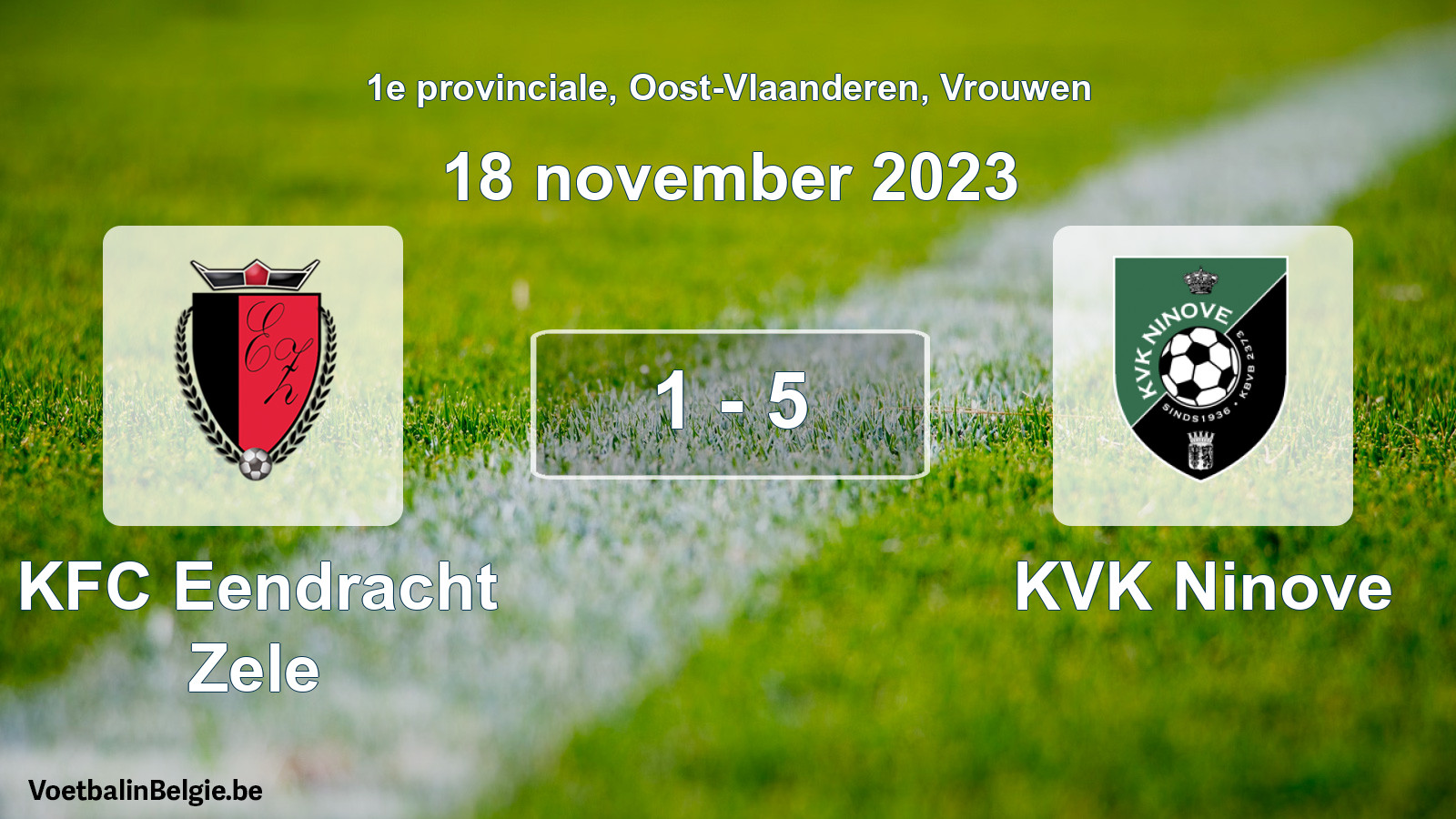 Gespeelde wedstrijd vrouwenvoetbal: KFC Eendracht Zele - KVK Ninove 1 - 5 (18 november 2023)
