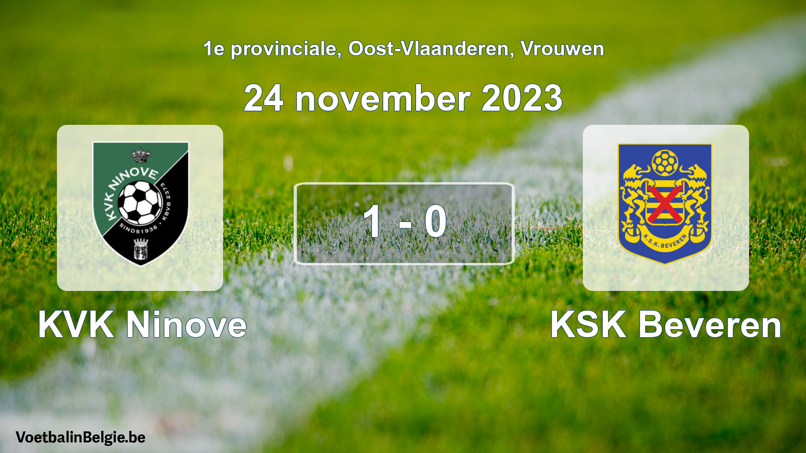 Gespeelde wedstrijd vrouwenvoetbal: KVK Ninove - KSK Beveren 1 - 0 (24 november 2023)