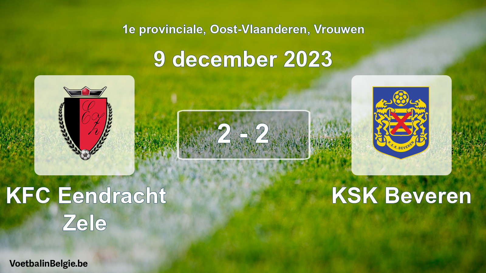 Gespeelde wedstrijd vrouwenvoetbal: KFC Eendracht Zele - KSK Beveren 2 - 2 (9 december 2023)