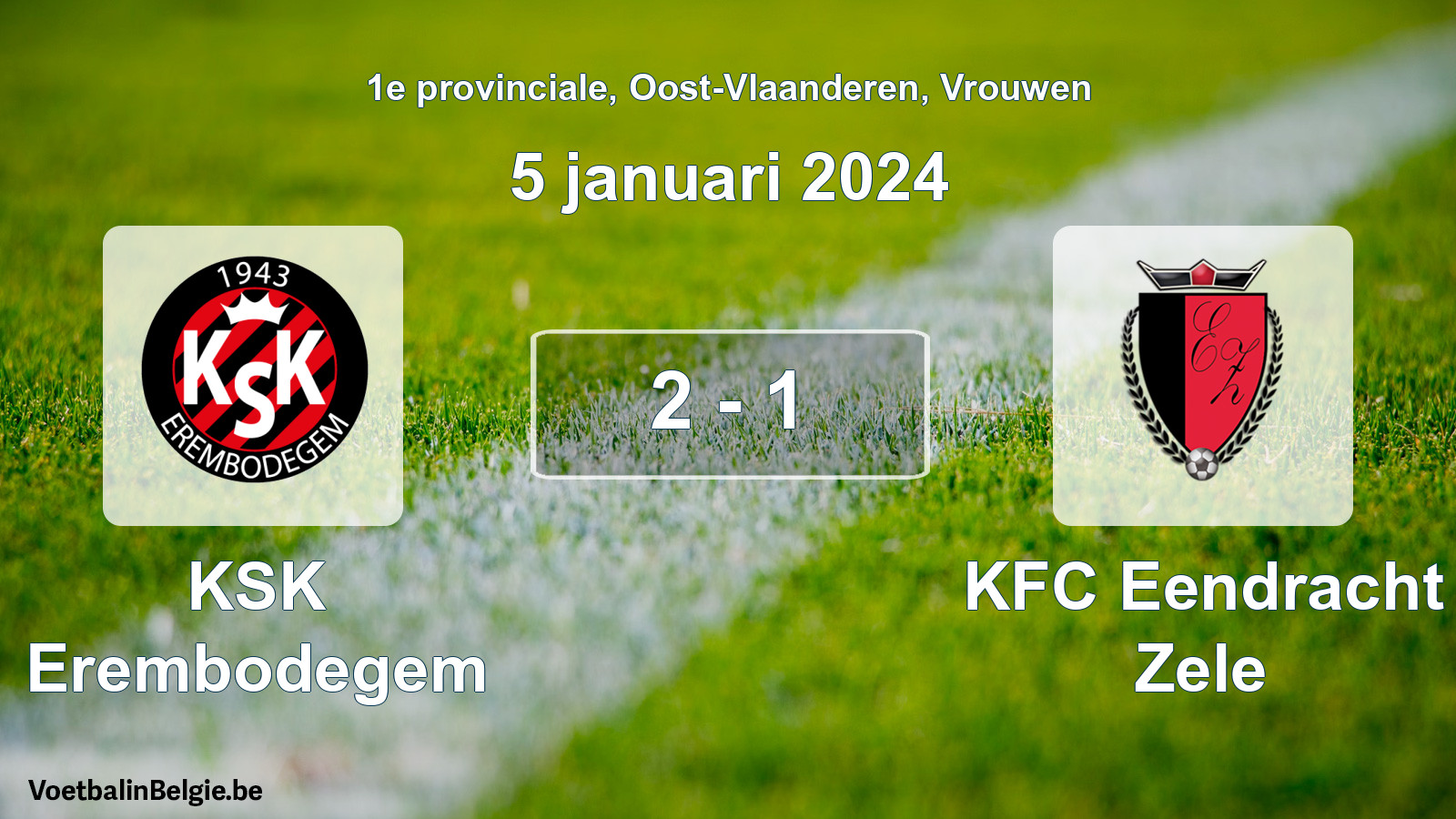 Played match women football: KSK Erembodegem - KFC Eendracht Zele 2 - 1 (5 January 2024)