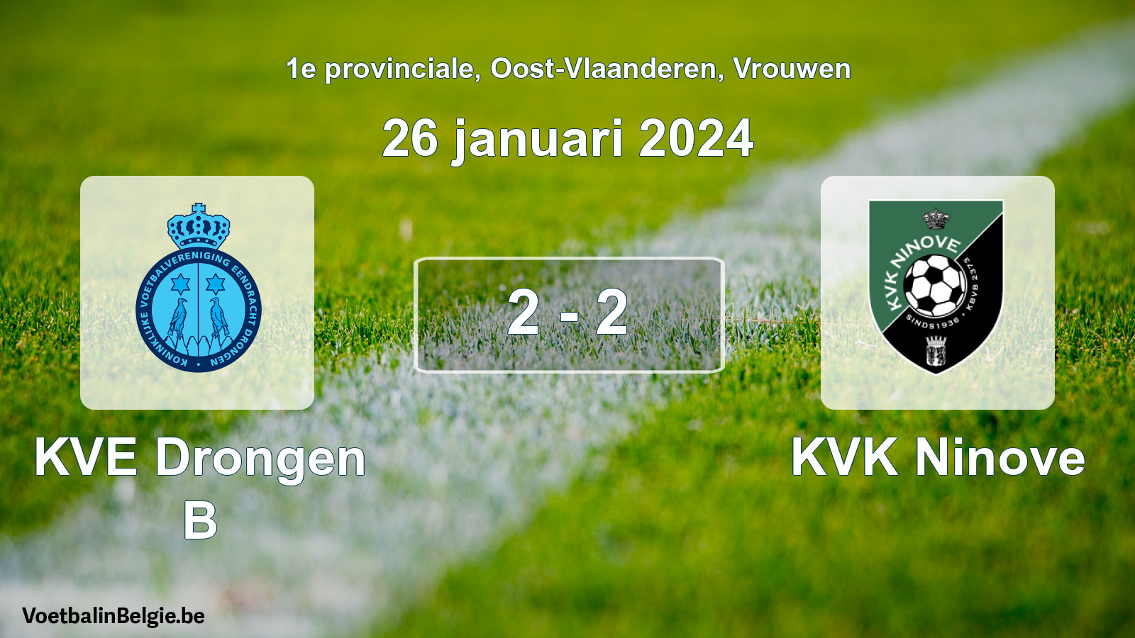 Gespeelde wedstrijd vrouwenvoetbal: KVE Drongen B - KVK Ninove 2 - 2 (26 januari 2024)
