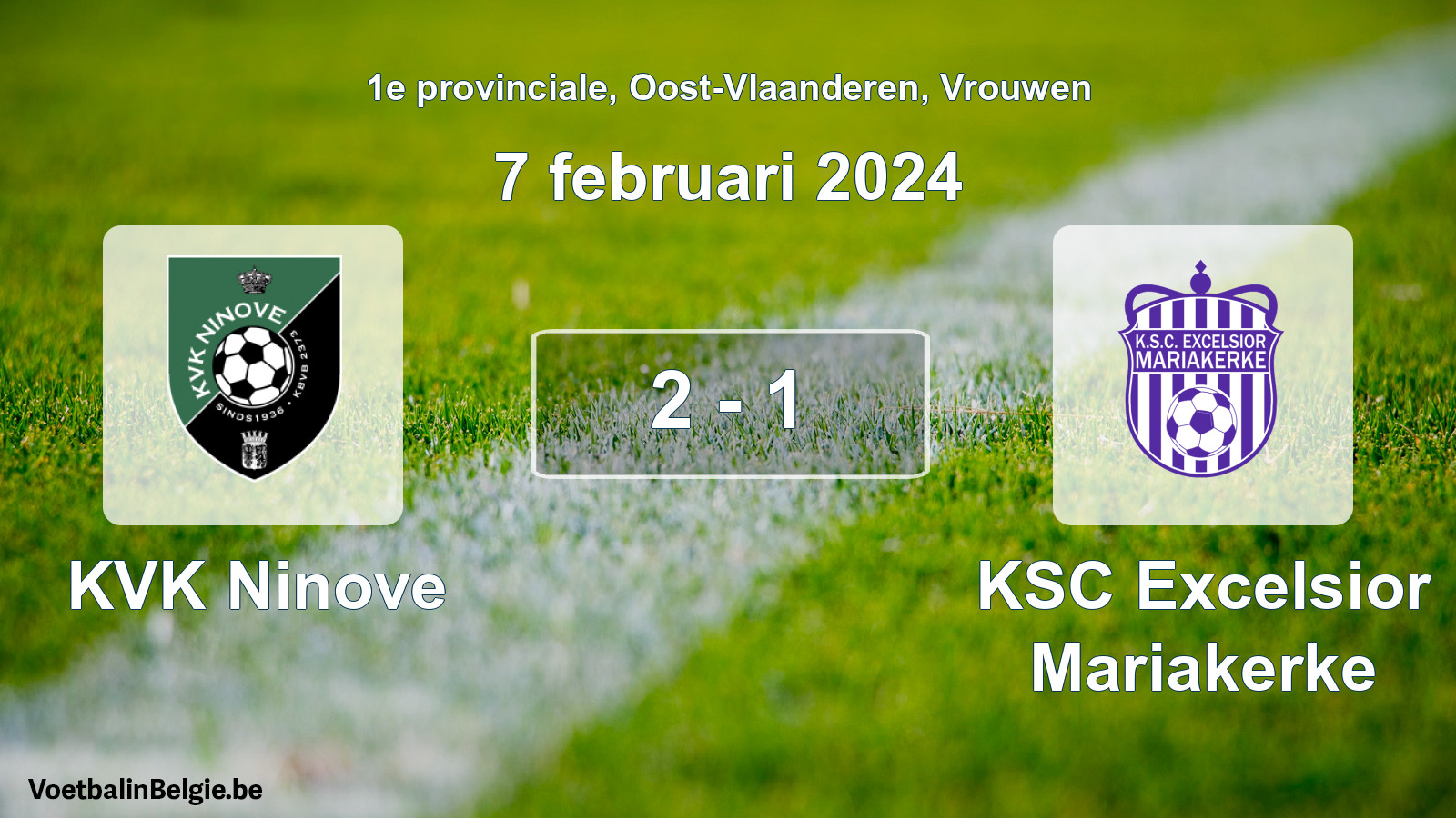 Gespeelde wedstrijd vrouwenvoetbal: KVK Ninove - KSC Excelsior Mariakerke 2 - 1 (7 februari 2024)