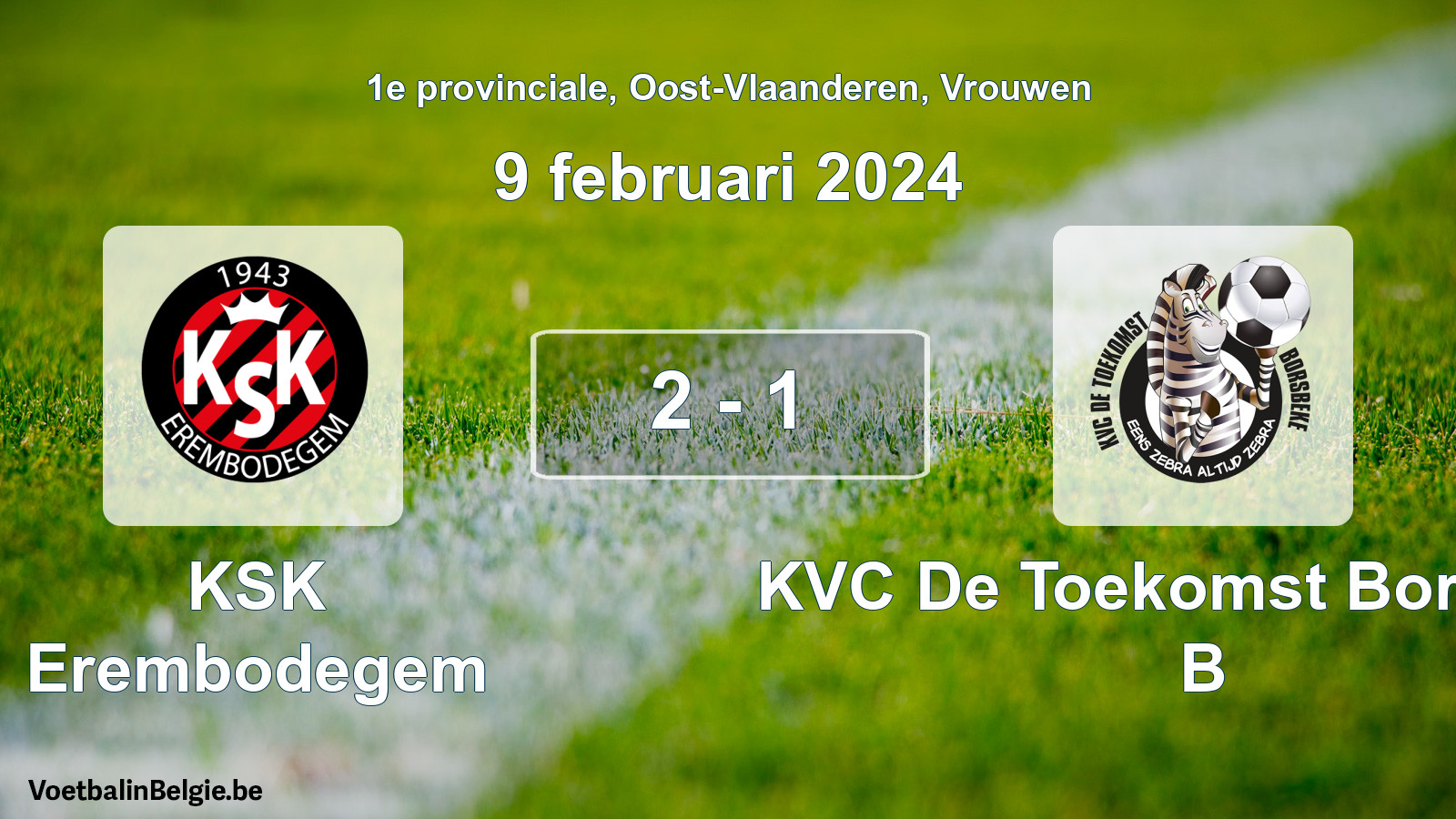 Gespeelde wedstrijd vrouwenvoetbal: KSK Erembodegem - KVC De Toekomst Borsbeke B 2 - 1 (9 februari 2024)