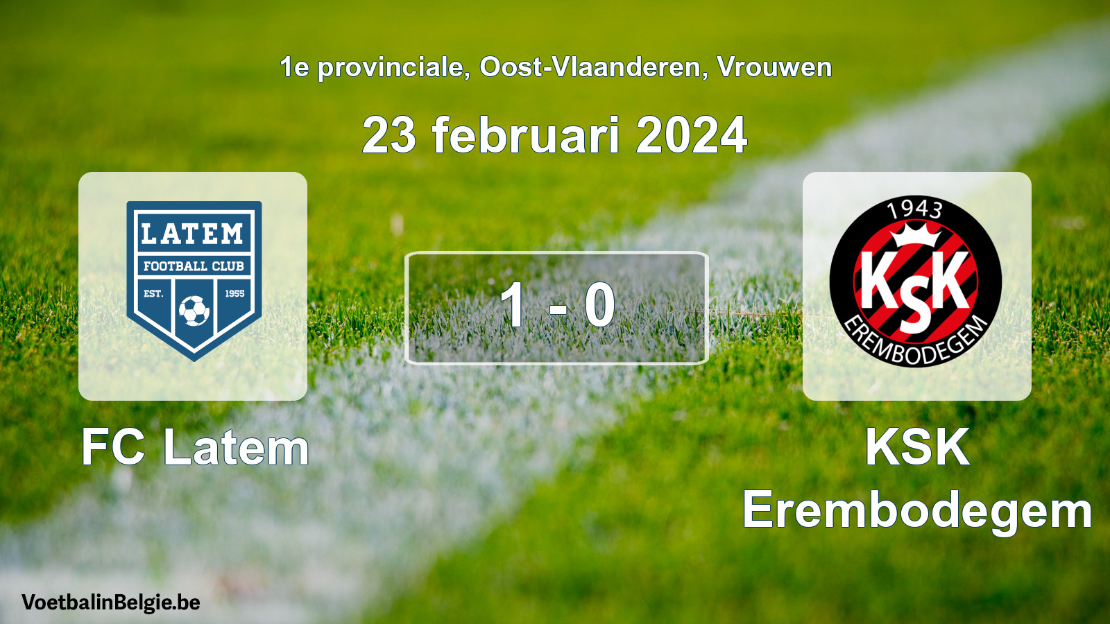 Gespeelde wedstrijd vrouwenvoetbal: FC Latem - KSK Erembodegem 1 - 0 (23 februari 2024)